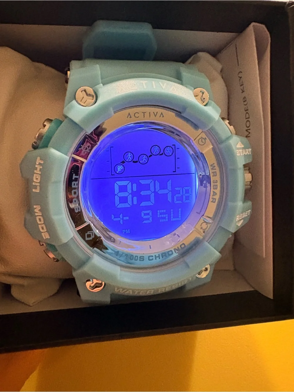 Men’s Activa Light Blue Digital Sports Smartwatch - Water Resistant